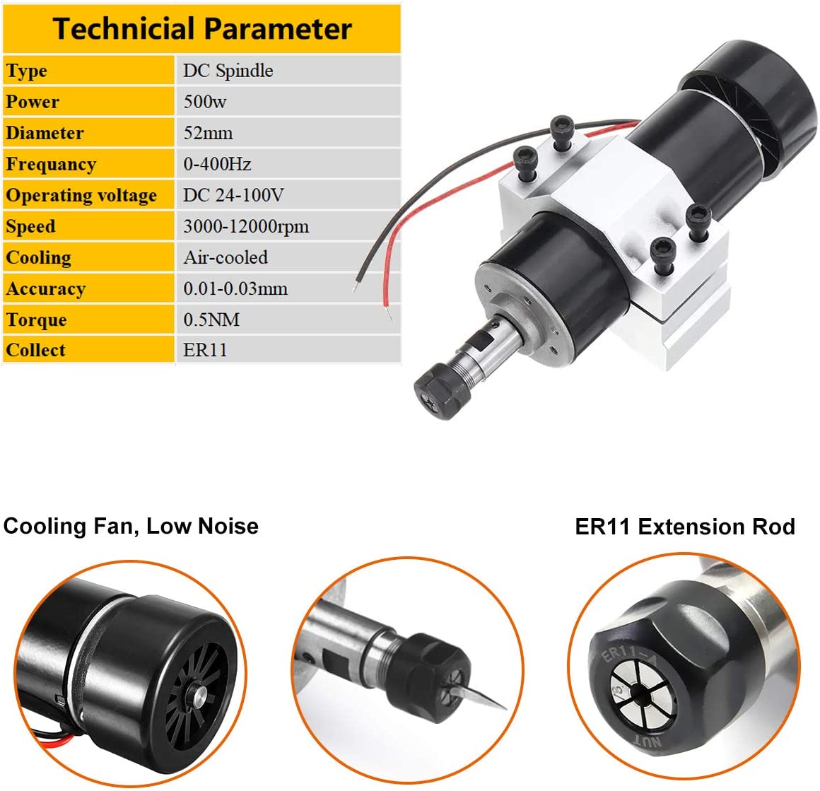 0,5 kW luftgekühlte Spindel 50 – Power Supply 500W Bewertung und Preis