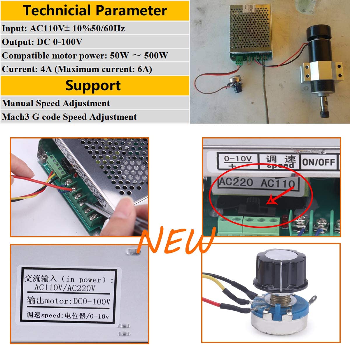 0,5 kW luftgekühlte Spindel 50 – Power Supply 500W Bewertung und Preis